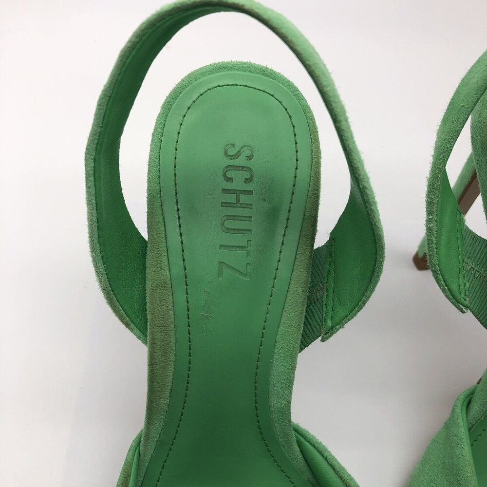 SCHUTZ Green Suede Slingback Pointed Pumps - Picture 10 of 10